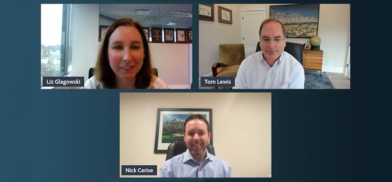 Screenshot of three people on a LinkedIn Live webinar